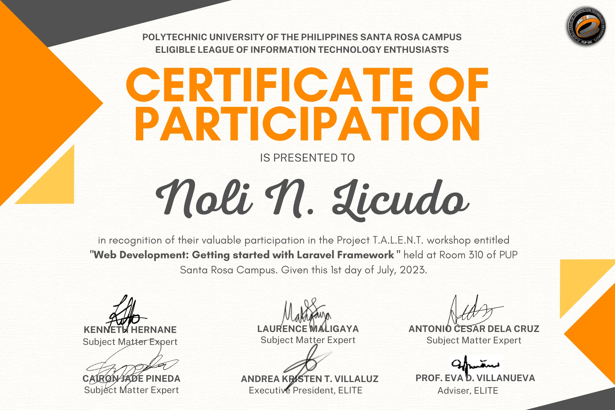 Certificate